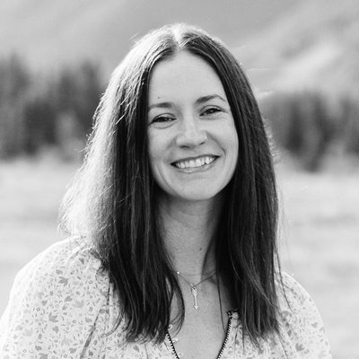 Black and white portrait of Kelsey Hopping