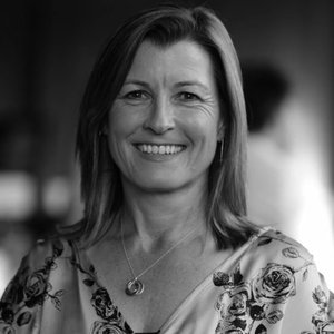 Black and white portrait of Pip Meagher