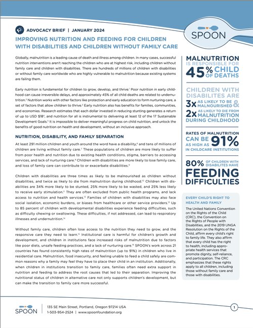 Improving nutrition and feeding for children with disabilities and children without family care