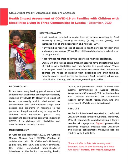 Health Impact Assessment of COVID-19 on Families with Children with Disabilities Living in Three Communities in Lusaka