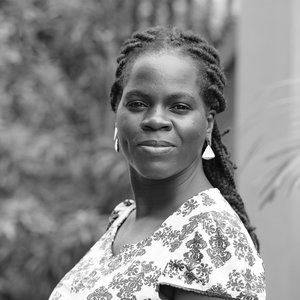 Black and white portrait of Lorna Namususwa