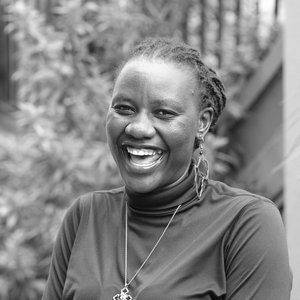 Black and white portrait of Lutgard Musiime