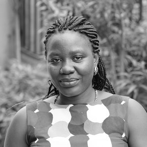 Black and white portrait of Pamela Magero