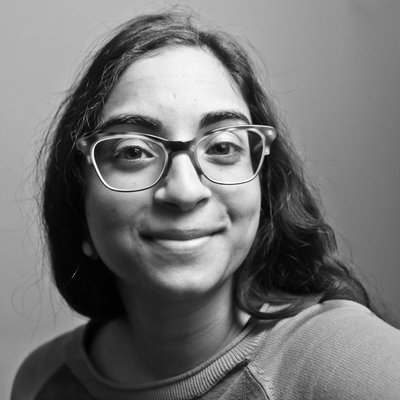 Black and white portrait of Samhita Reddy