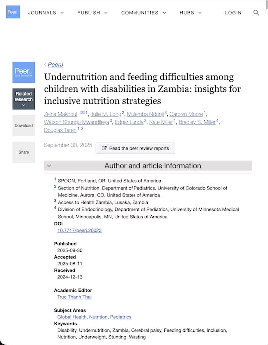 Screenshot of an article in the journal PeerJ